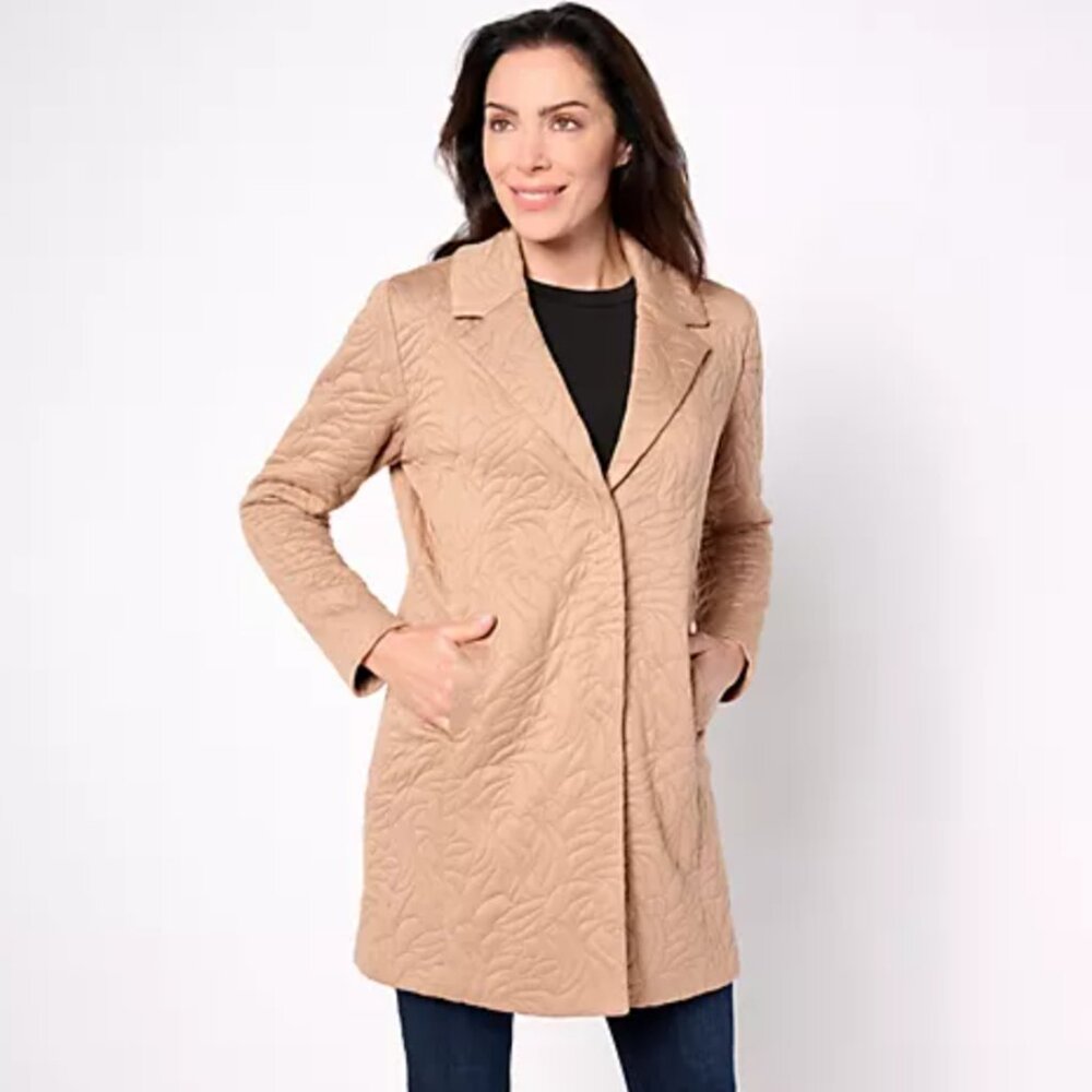 Susan Graver Regular Quilted Knit Notch Collar Fully Lined Jacket Size XSP